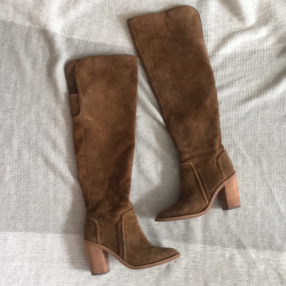 Over the knee suede boots